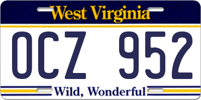 WV license plate OCZ952