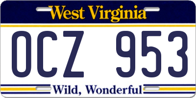 WV license plate OCZ953