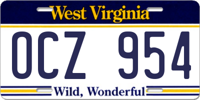 WV license plate OCZ954