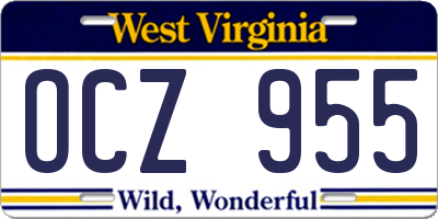WV license plate OCZ955