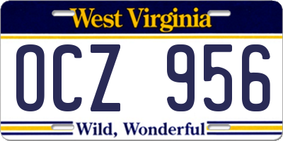 WV license plate OCZ956