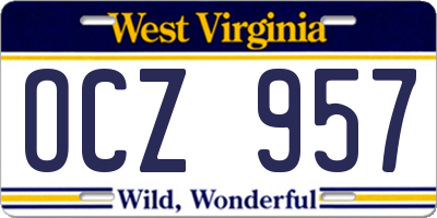 WV license plate OCZ957