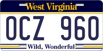 WV license plate OCZ960
