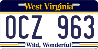 WV license plate OCZ963
