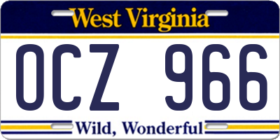 WV license plate OCZ966