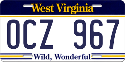 WV license plate OCZ967