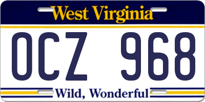 WV license plate OCZ968