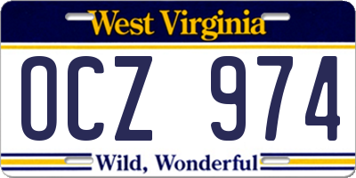 WV license plate OCZ974