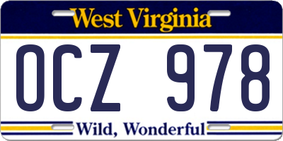 WV license plate OCZ978