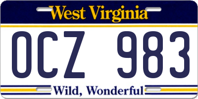 WV license plate OCZ983