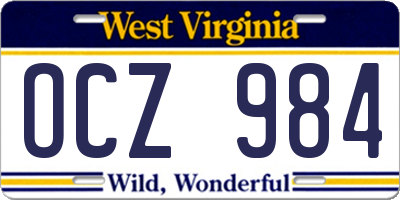 WV license plate OCZ984
