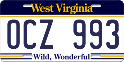 WV license plate OCZ993