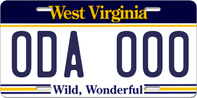 WV license plate ODA000