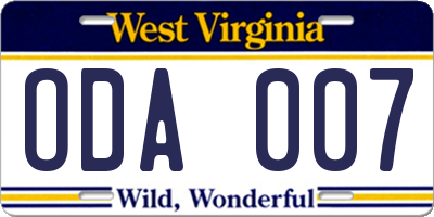 WV license plate ODA007