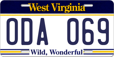 WV license plate ODA069