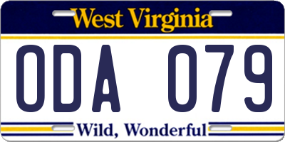 WV license plate ODA079