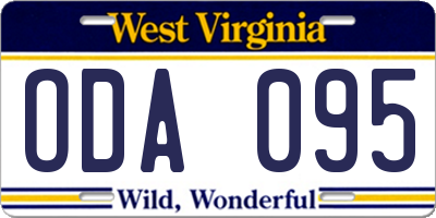 WV license plate ODA095