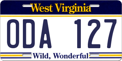 WV license plate ODA127