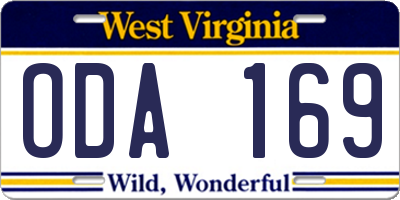 WV license plate ODA169