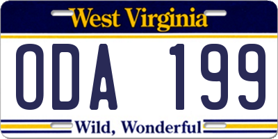WV license plate ODA199