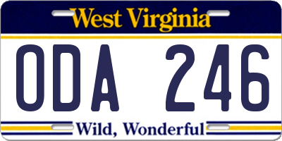 WV license plate ODA246