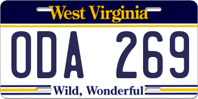 WV license plate ODA269
