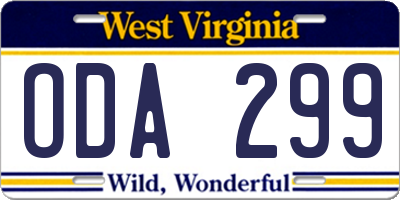 WV license plate ODA299