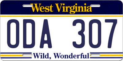 WV license plate ODA307