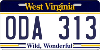 WV license plate ODA313