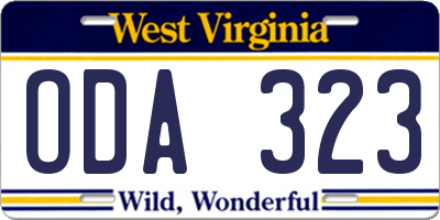WV license plate ODA323