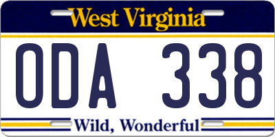 WV license plate ODA338