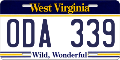 WV license plate ODA339