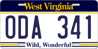 WV license plate ODA341