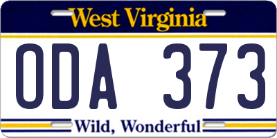 WV license plate ODA373