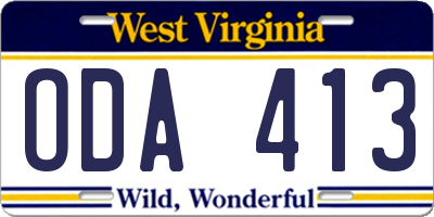 WV license plate ODA413