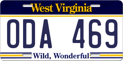WV license plate ODA469