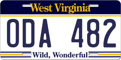 WV license plate ODA482