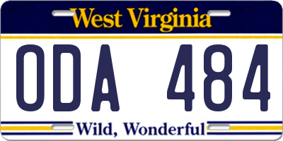 WV license plate ODA484