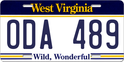 WV license plate ODA489
