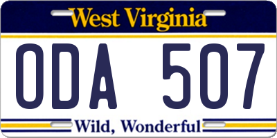 WV license plate ODA507