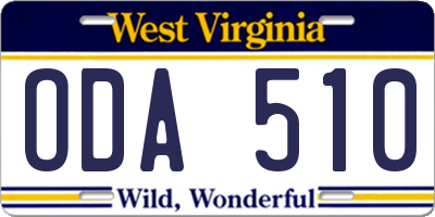 WV license plate ODA510