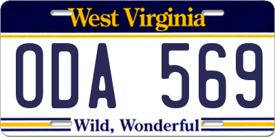 WV license plate ODA569