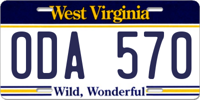 WV license plate ODA570