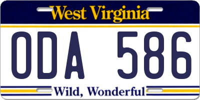 WV license plate ODA586