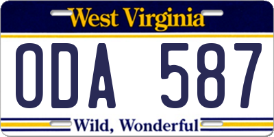 WV license plate ODA587