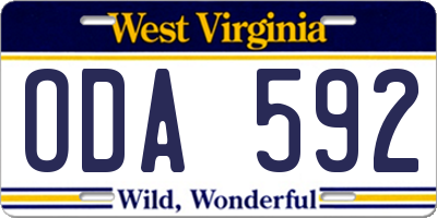 WV license plate ODA592