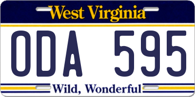 WV license plate ODA595
