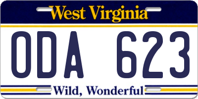 WV license plate ODA623