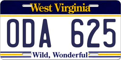 WV license plate ODA625