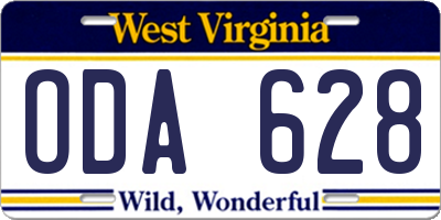 WV license plate ODA628